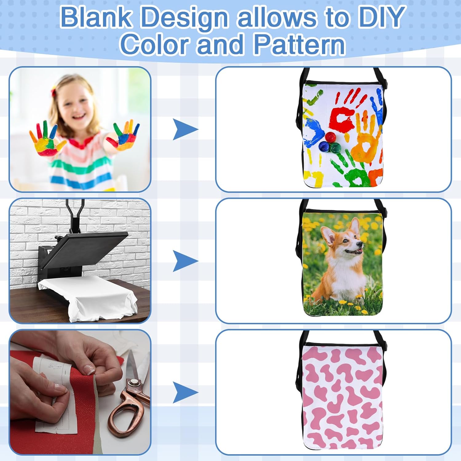 Paterr 4 Pcs Sublimation Bags Blanks Crossbody Shoulder Sport Bag DIY Sublimation Purse for Birthday Crafting Gifts - Image 5