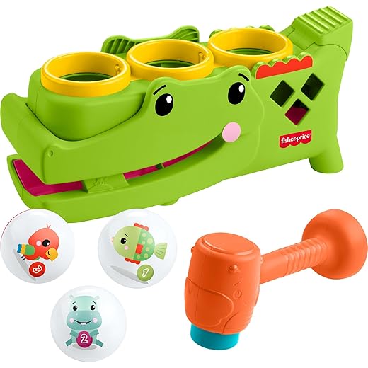 Fisher-Price Baby Toy Sit & Tap Rolligator, Crawling Activity with Pounding Hammer & 3 Balls for Developmental Play Infants Ages 9+ Months