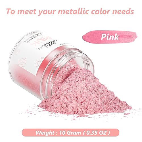 Miniatura 6 de Polvo de brillo comestible rosa de 0.35 onzas, polvo de grado alimenticio para tartas, polvo de postre insípido para hornear Cherrysea Food
