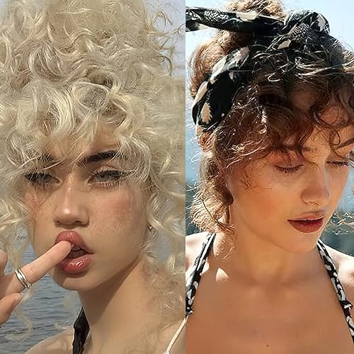 Miniatura 3 de Afro Fringe Kinky Curly Bangs Clips Hairpieces Cola de caballo Extensión Peluca Pieza Natural Fibra Resistente al Calor Pelo Sintético Para Mujeres