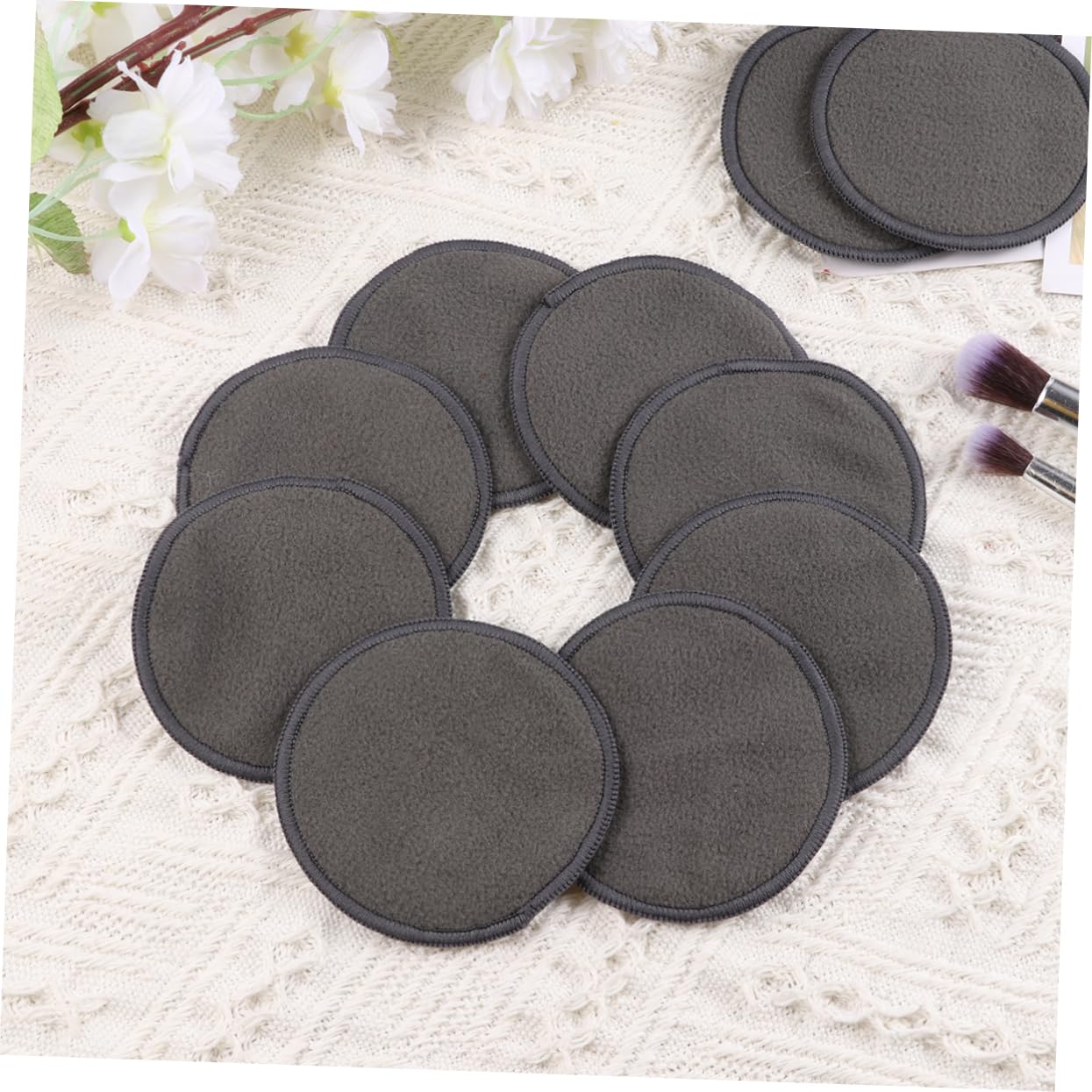 SOESFOUFU 10pcs Bamboo Charcoal Makeup Removal Pads Soft Cleaning for Gentle Makeup Removal Reusable Facial Pads Bag for Women