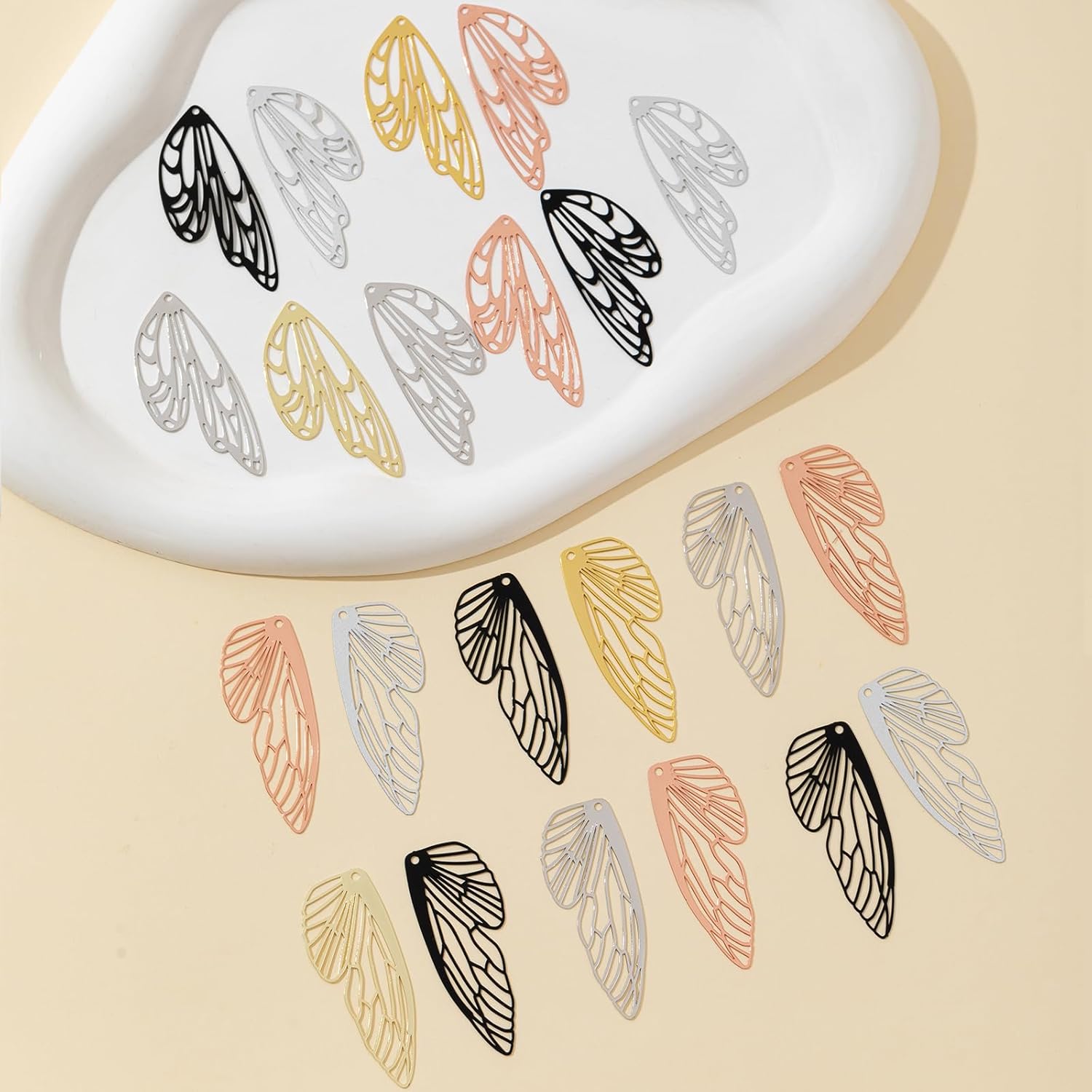 48pcs Butterfly Wing Charms Hollow Colorful Filigree Butterfly Pendants for DIY Earrings Necklaces Jewelry Making Accessories - Image 6