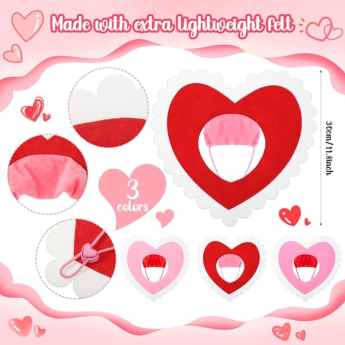Abbylike 3 Disfraces de Corazón para Perro Pequeño - Sombrero Cita San Valentín miniatura 2