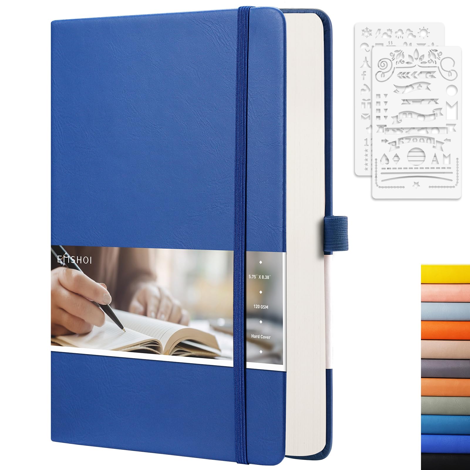 EMSHOI A5 Dotted Grid Notebook - 256 Pages, 120gsm 5.75in X 8.38in - Blue