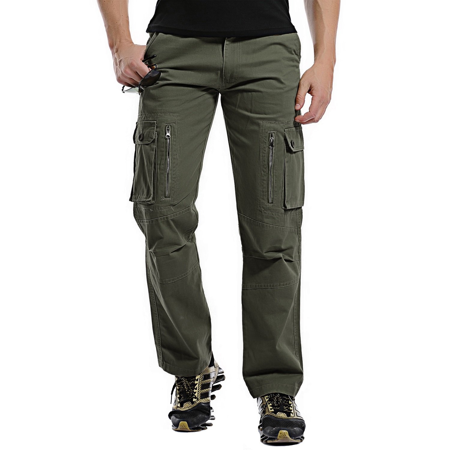 AYG Mens Cargo Pants Multi Pocket 