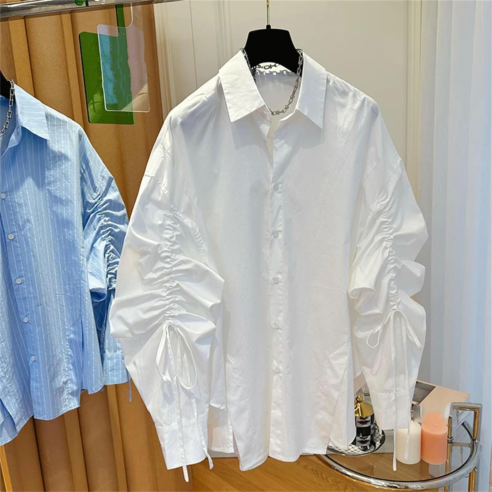 Camicette da donna eleganti casual fidanzato camicie top maniche lunghe colletto rovesciato
