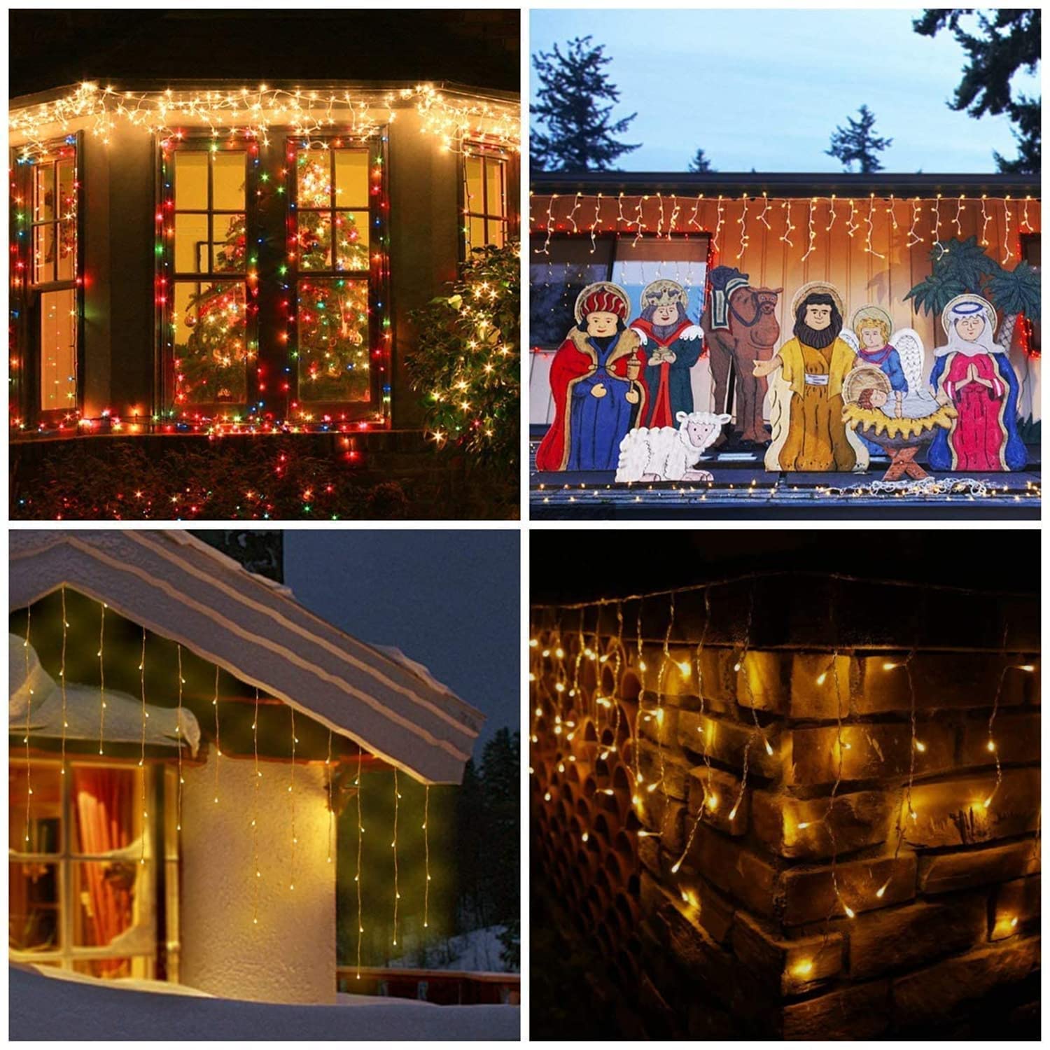 BrizLabs 480 LED Cascata Luci da Esterno, 19M Tenda Luminosa Bianco Caldo Natale Luci Stringa Esterno con 8 Modalità Nataliazie Catena Luminosa Decorazione per Feste, Finestra, Matrimonio, Blacone