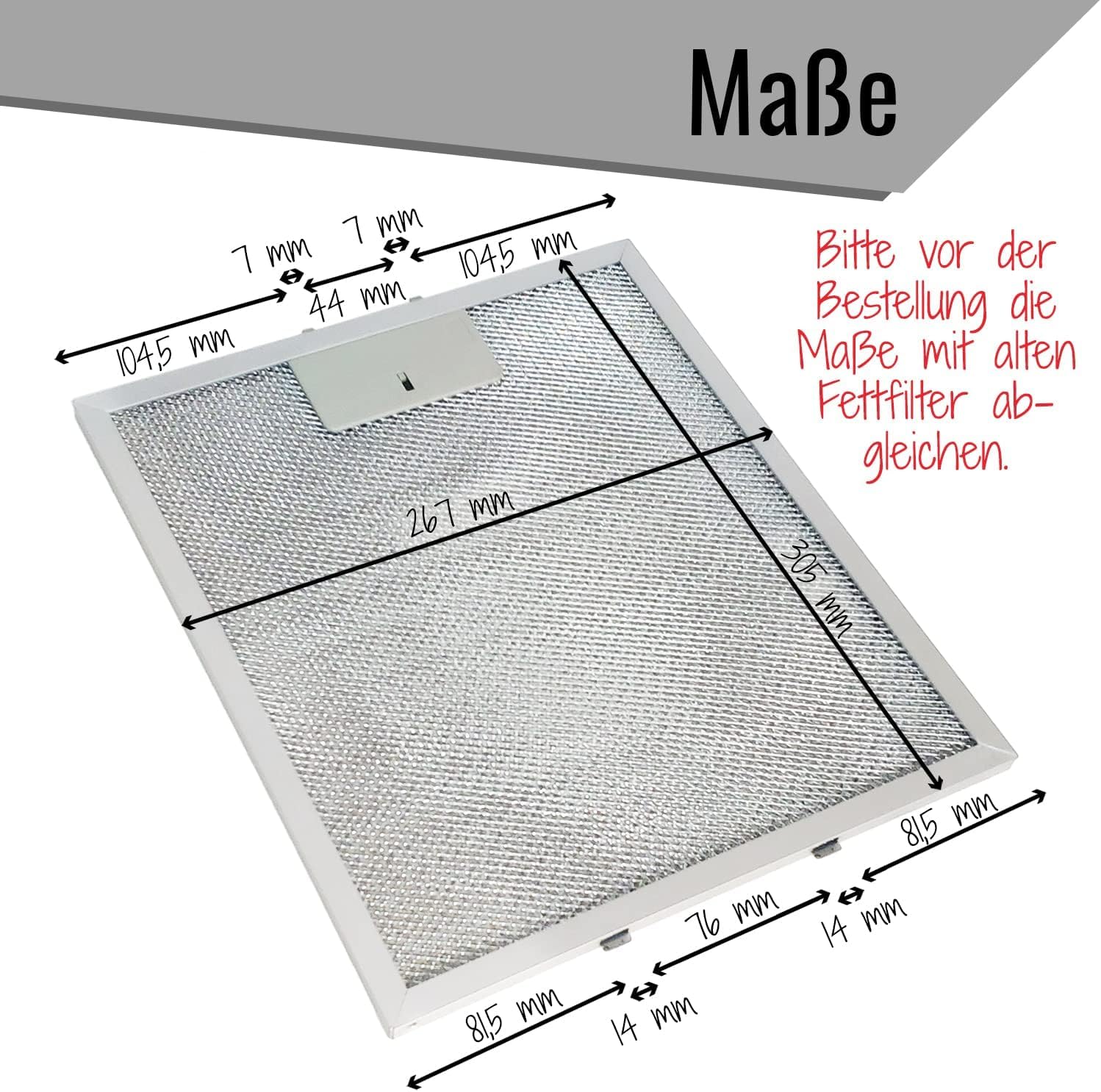 3 filtros de grasa metálicos para campana extractora de 305 x 267 mm, rejilla para AEG Electrolux 405525042-9 4055250429 Elica GRI0009219A KIT0010805 93952919 Whirlpool Bauknecht