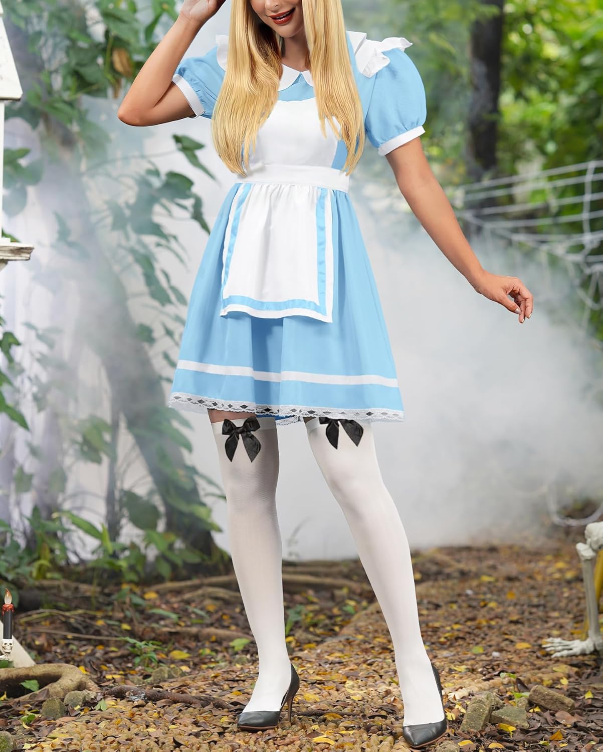 Womens Halloween Blue White Dress Classic Princess Costume XS-2XL - Image 6