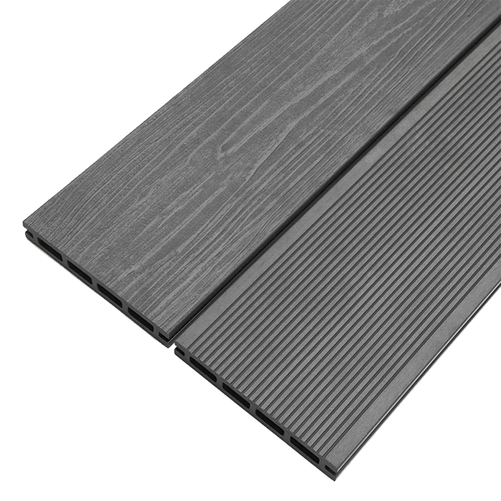 YOEVU | Lama de composite WPC | 2,2m x 14,5cm x 2,2cm, Gris | Resistente a la intemperie, antideslizante, fácil de instalar | Para terrazas y exteriores