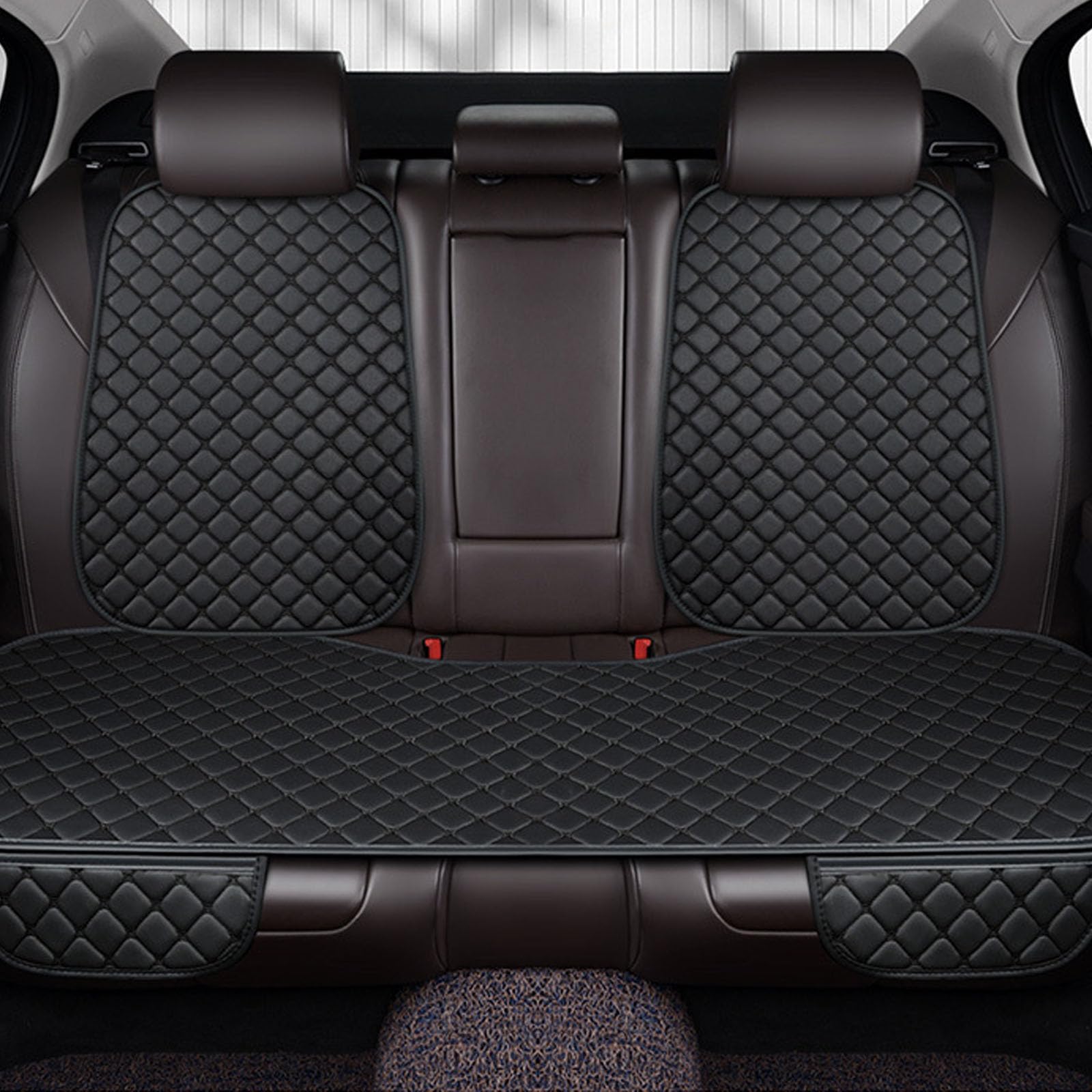 Funda de Asiento para Coche Universal Premium - Juego de 3 Piezas - Cojines para Asientos Delanteros y Trasero - Tela Transpirable, Impermeable y Antideslizante - Revestimiento Antiarañazos - Negro