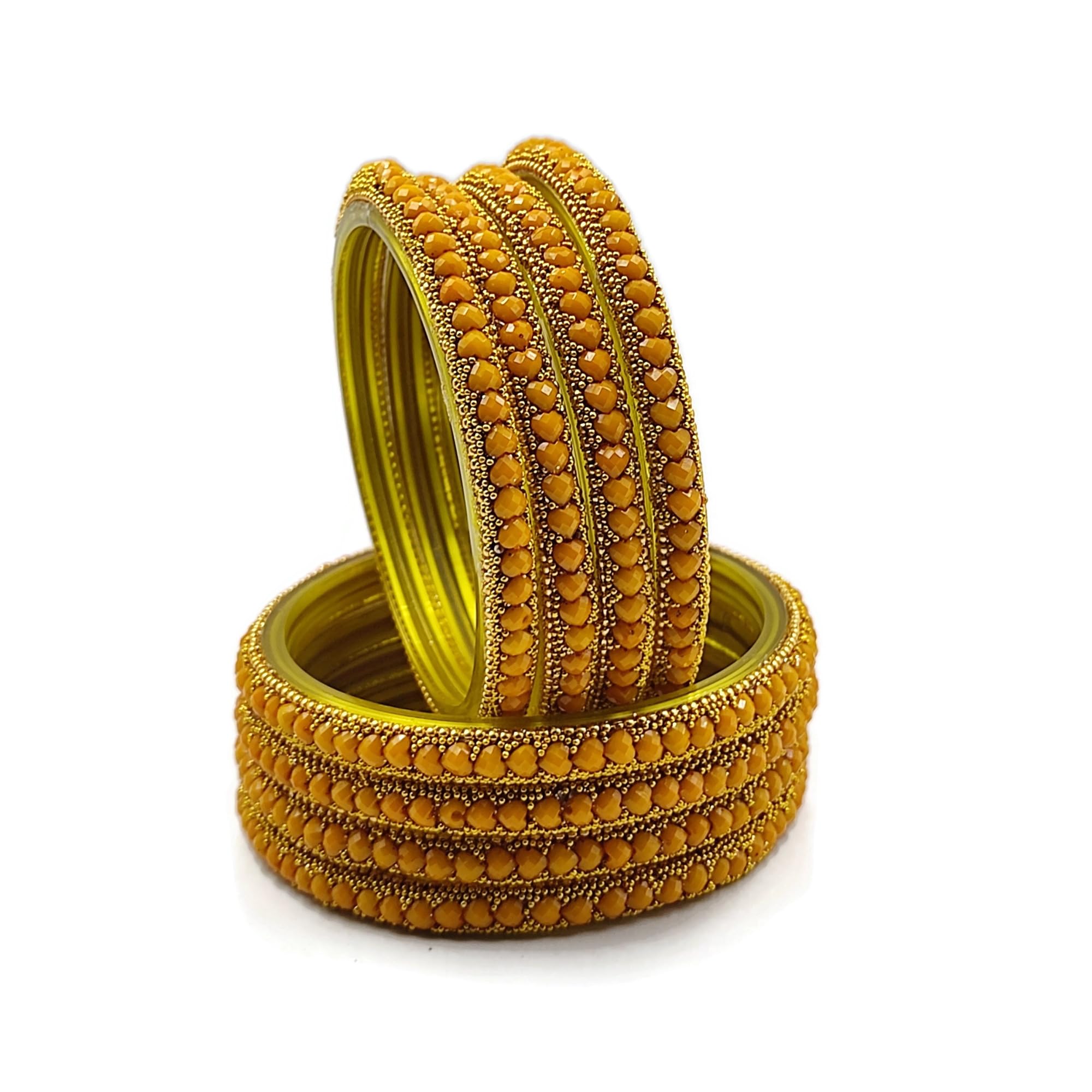 Manihar Glass Bangles Set For Women & Girls Beautifully Handcrafted With Heart Shaped Stones (Yellow, 2.6) (B0D9Q9Z8NB) Amazon Price History, Amazon Price Tracker