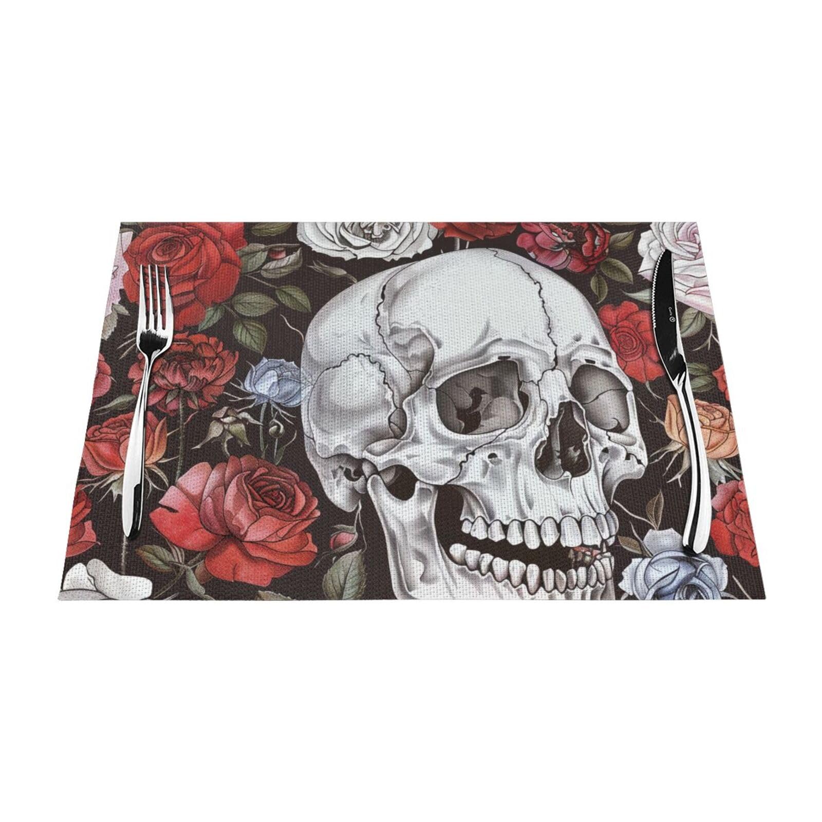 Set de table en PVC tête de mort florale pour protéger des taches et chaleur