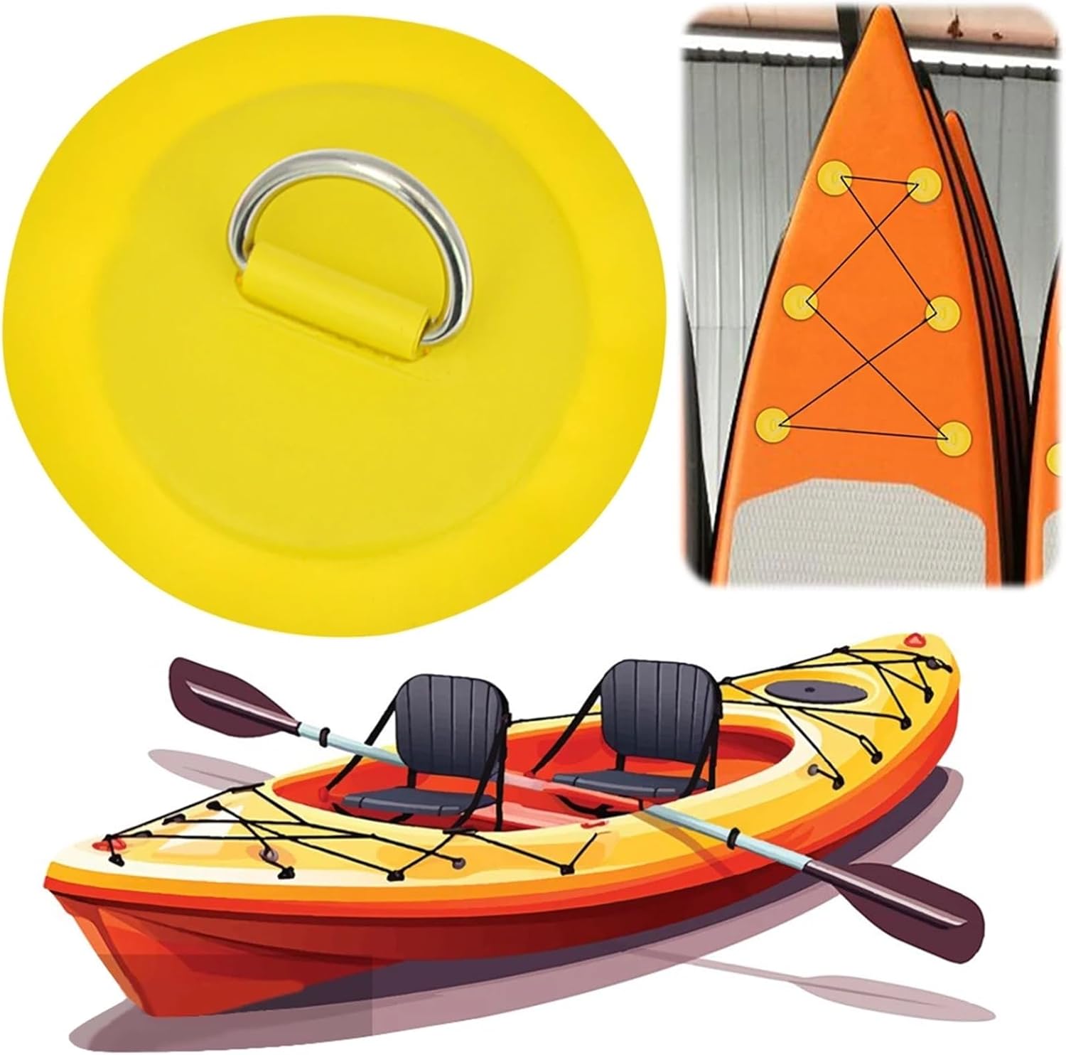 Kayak Paddle Drip Rings 10-Piece 8CM D-Ring Patch Set, Universal Upgrade for Inflatable Boats & Paddle Boards