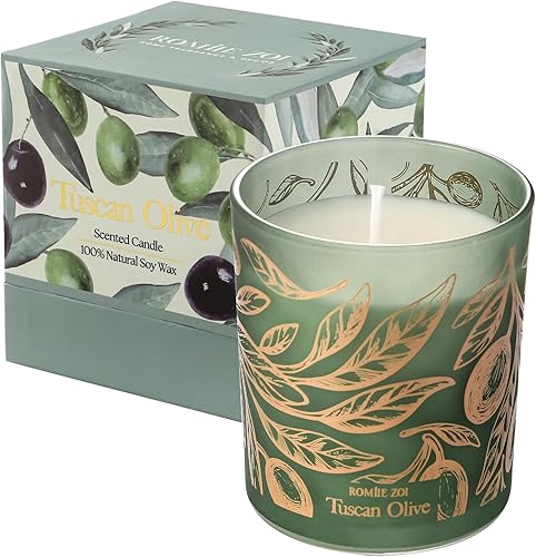 Miniatura 1 de ROMIIE ZOI Vela perfumada  Oliva Toscana  Vela en tarro de cera de soja de aromaterapia de 6 onzas para el hogar, regalos para mujeres  6.00 oz