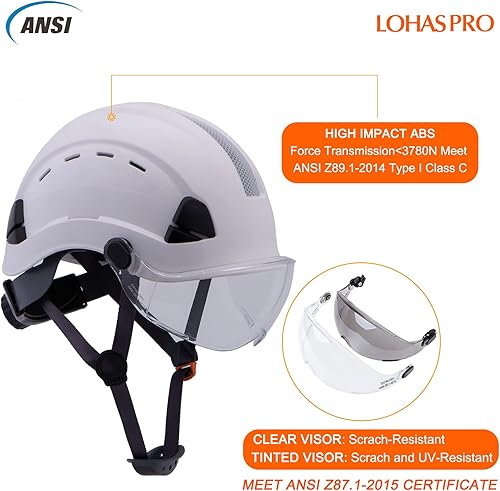 Miniatura 4 de LOHASPRO Casco de seguridad - Casco con visera ajustable ABS - Suspensión de 6 puntos, perfecto para la construcción