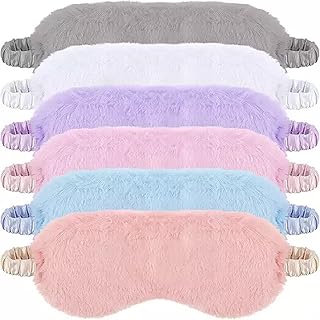 Forieru 6pcs Plush Eye Mask Soft Sleeping Eye Mask Multi-Coloured Eye Masks Cozy Plush and Skin-Friendly Satin Suitable for Girls,Boys and Adults to Protect Their Eyes