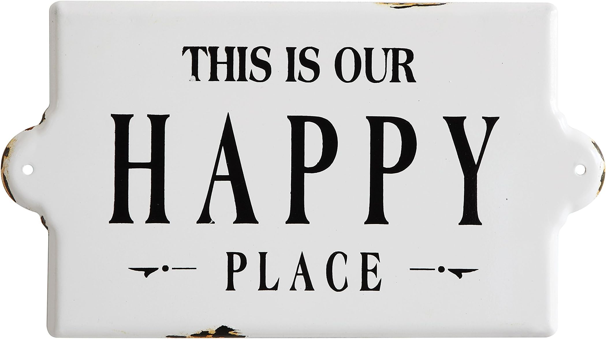 Creative Co-Opthis is our happy place metal wall plaque White/Black, 14.5"L x .25"W 8"H, DA7668