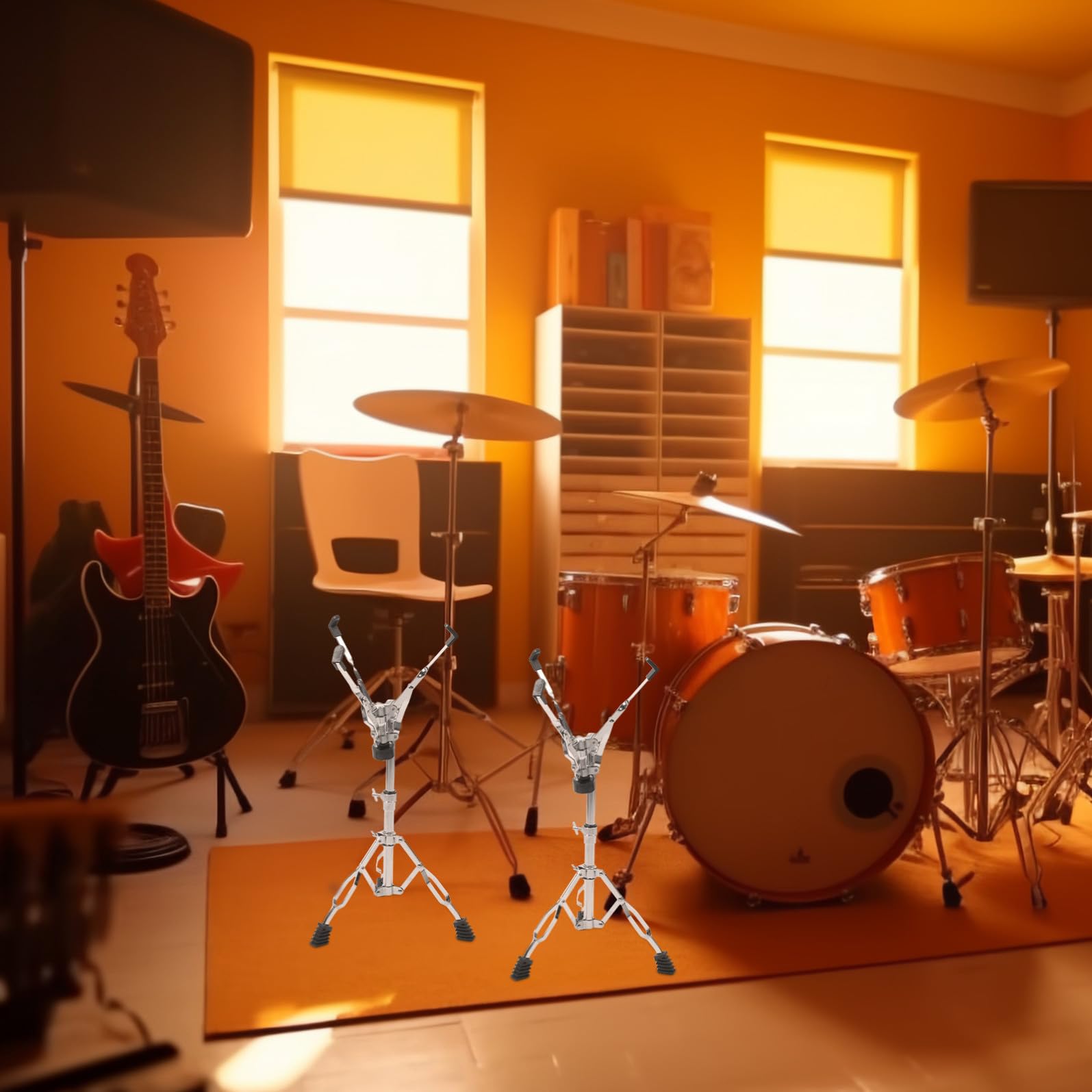 VILLCASE Snare Drum Ständer aus Metall, Verstellbar, Stabil für Jazz Drum