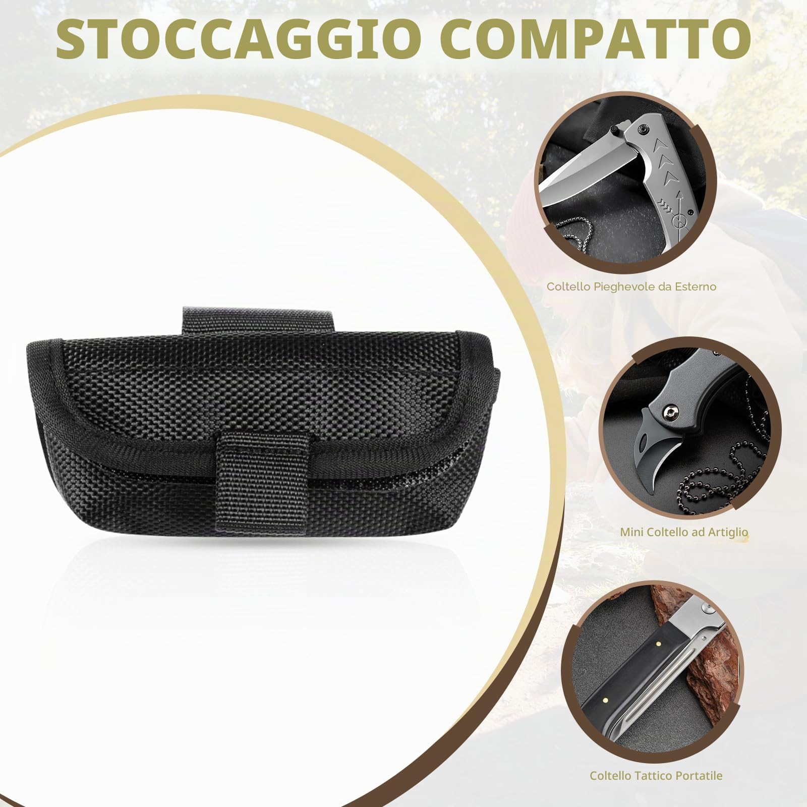 Borsa Coltelli,Borsa Porta Coltelli,Coltello Pieghevole Compatto Con Clip da Cintura, per Attività All'aria Aperta, Escursionismo, Alpinismo, Regali per Uomini
