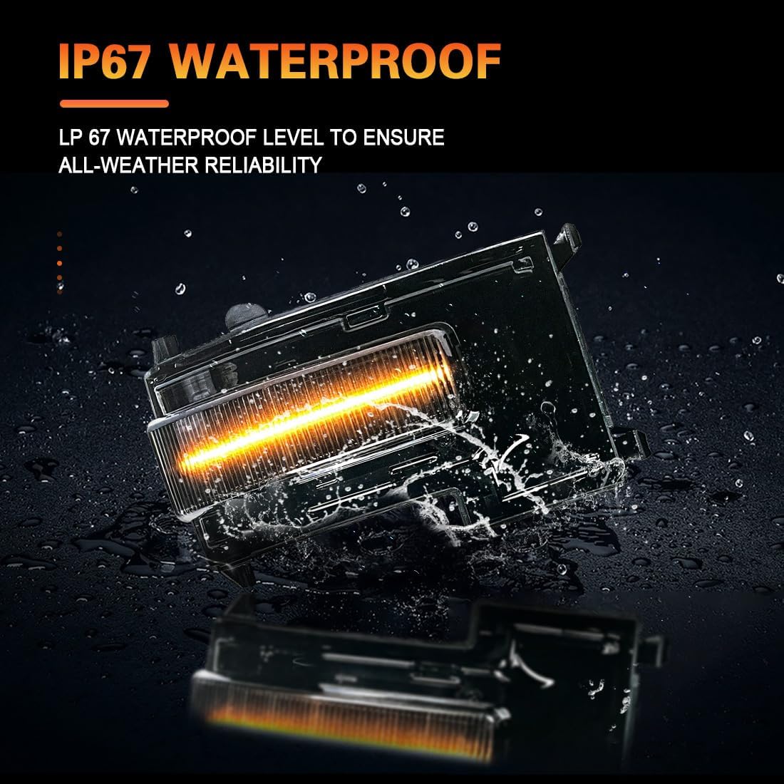 Off-Road Side Mirror LED Light with Amber and white Turn Signal Light Running Lamp Compatible with Ford Bronco 2021-2025