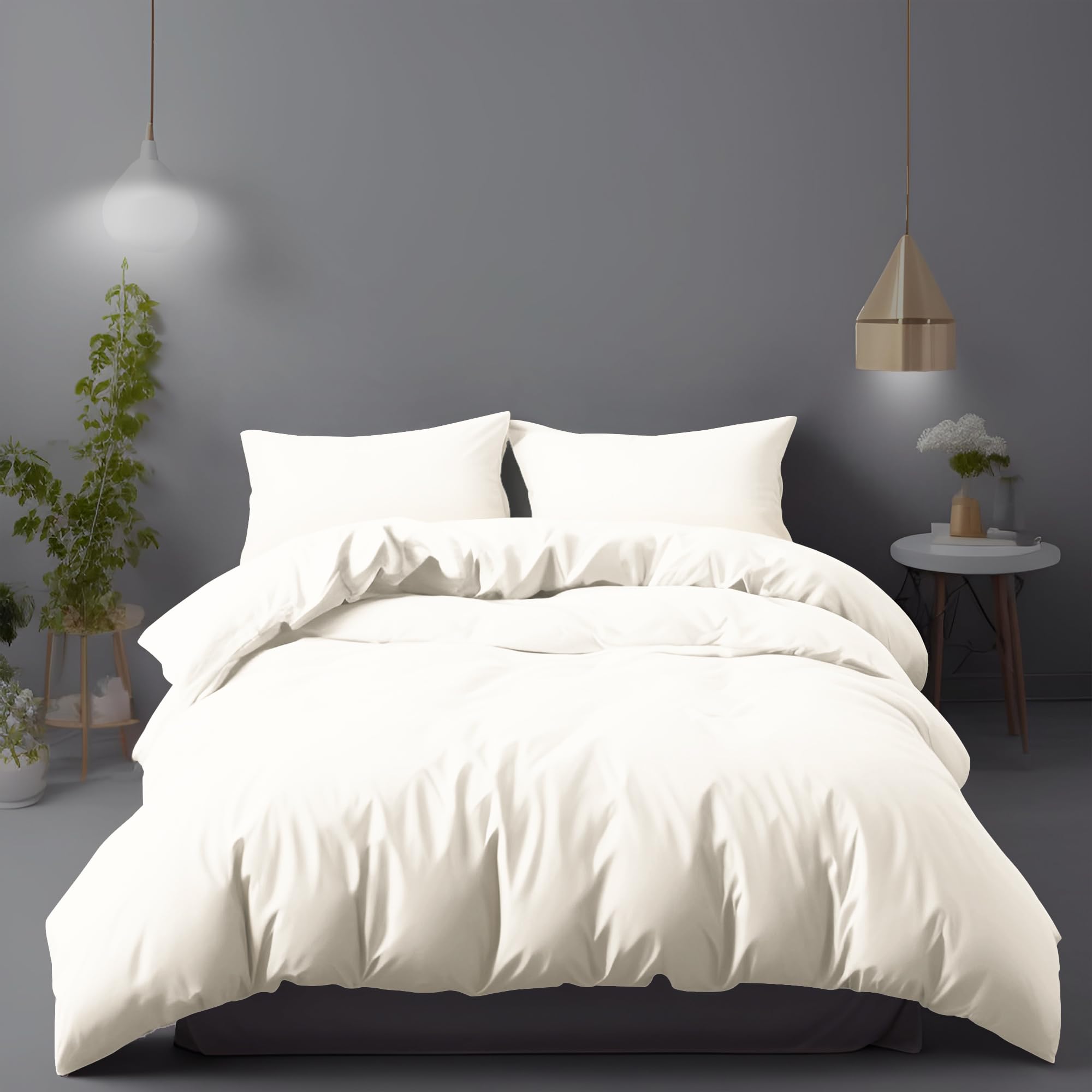 LivinEase Funda Nordica 220 x 240 - Microfibra Juego de Funda Edredon 220x240 cm y 2 Fundas de Almohada 80x80 cm - Juego de Funda nórdica Crema OEKO-TEX STANDARD 100