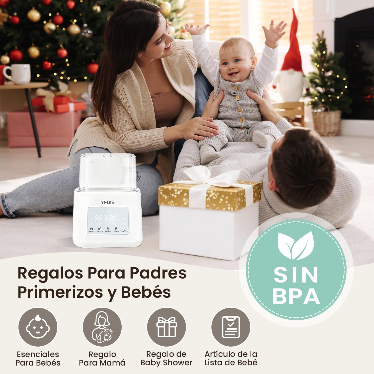 Calienta Biberones Doble, 10 en 1 Esterilizador Biberones, Calienta/Descongela Leche Materna y Purés, Control Preciso de Temperatura, con Pantalla LCD, Temporizador, Apagado Automático (Blanco)