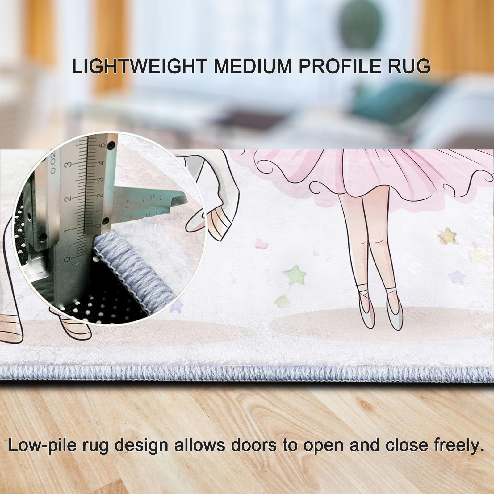 Generico Tappeto Soggiorno 120x170 cm, Tappeto Salotto Ragazza Dei Cartoni Animati Unicorno Rosa Morbido Scendiletto Camera da Letto Bianco Tappeti Lavabili per Cameretta Bambino Ufficio Cucina