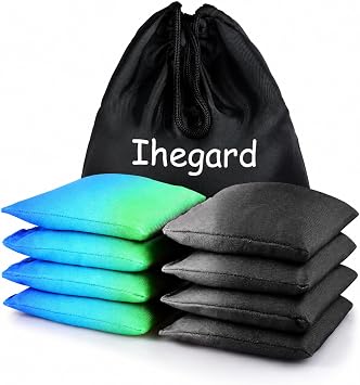 Cornhole Bags Set of 8, Weather Resistant Cornhole Bean Bags with Gradient Design, Durable Modified Size Corn Hole Bags for Outdoor Tossing Games, Includes Tote Bag