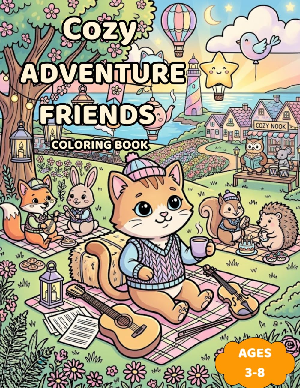 Cozy Animal Friends Coloring Book: 50 Adorable Animal Scenes Filled with Cozy Adventures, Charming Homes and Heartwarming Friendships for Stress Relief and Creative Fun