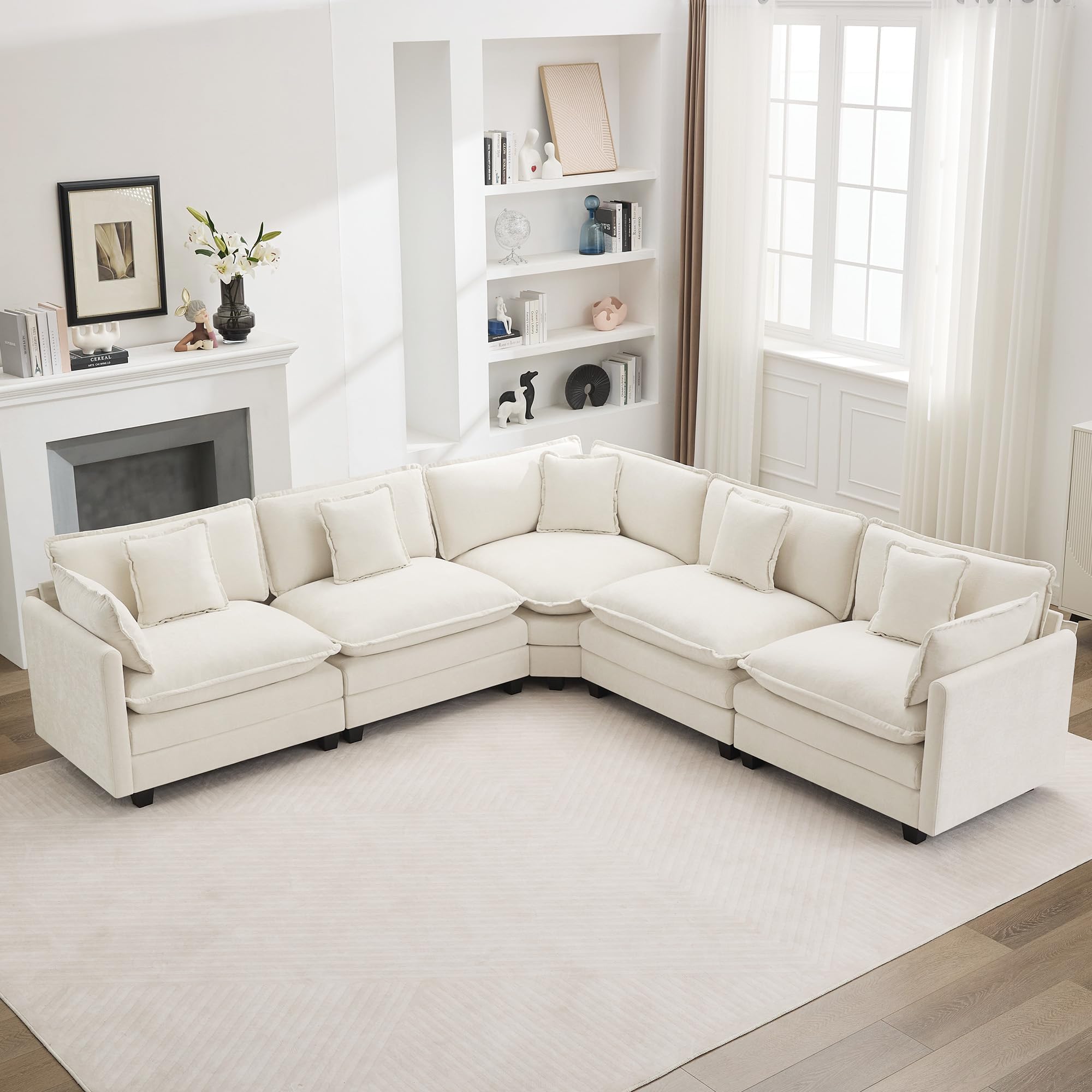 WUTUTUEE 113 V Shaped Cloud Sectional Sofa