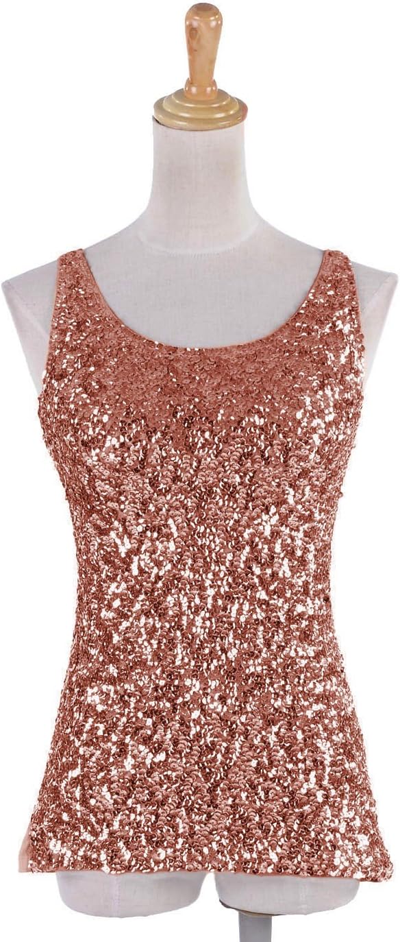 Anna-Kaci Womens Sparkle & Shine Glitter Sequin Sleeveless Round Neck Tank Top - Image 2