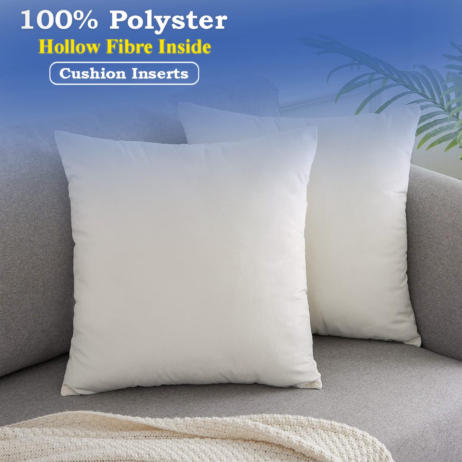 Linens World Wstawki do poduszek (4 sztuki) - luksusowe wkładki do poduszek 45 cm x 45 cm, hipoalergiczne kwadratowe z włókien wydrążonych, 18 x 18 wkładek do poduszki, bardzo puszyste i super miękkie poduszki - białe