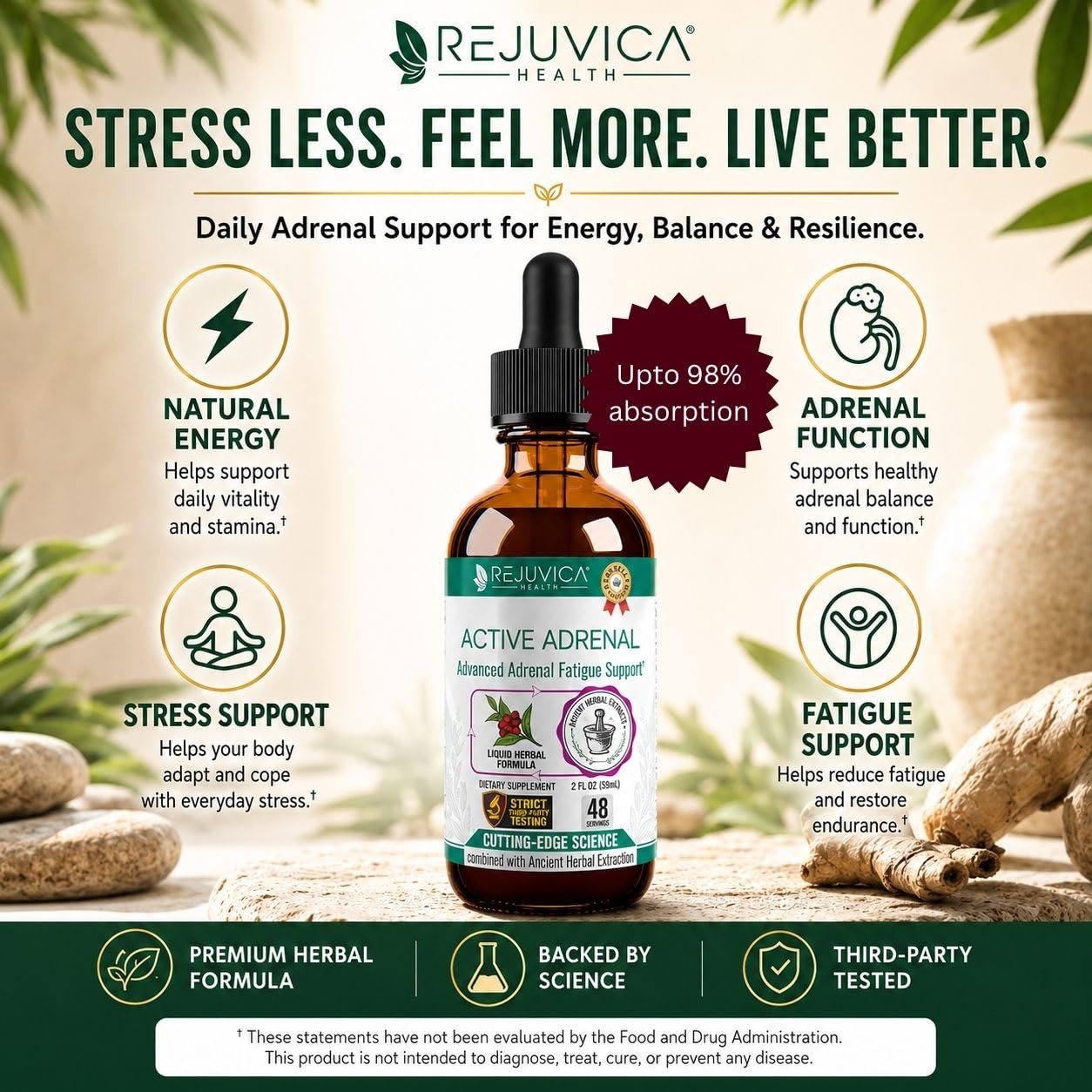 Active Adrenal - Advanced Adrenal Support Tincture - Liquid Delivery for Better Absorption - Ashwagandha, B-Vitamins, Magnesium and More — Amazon image 7