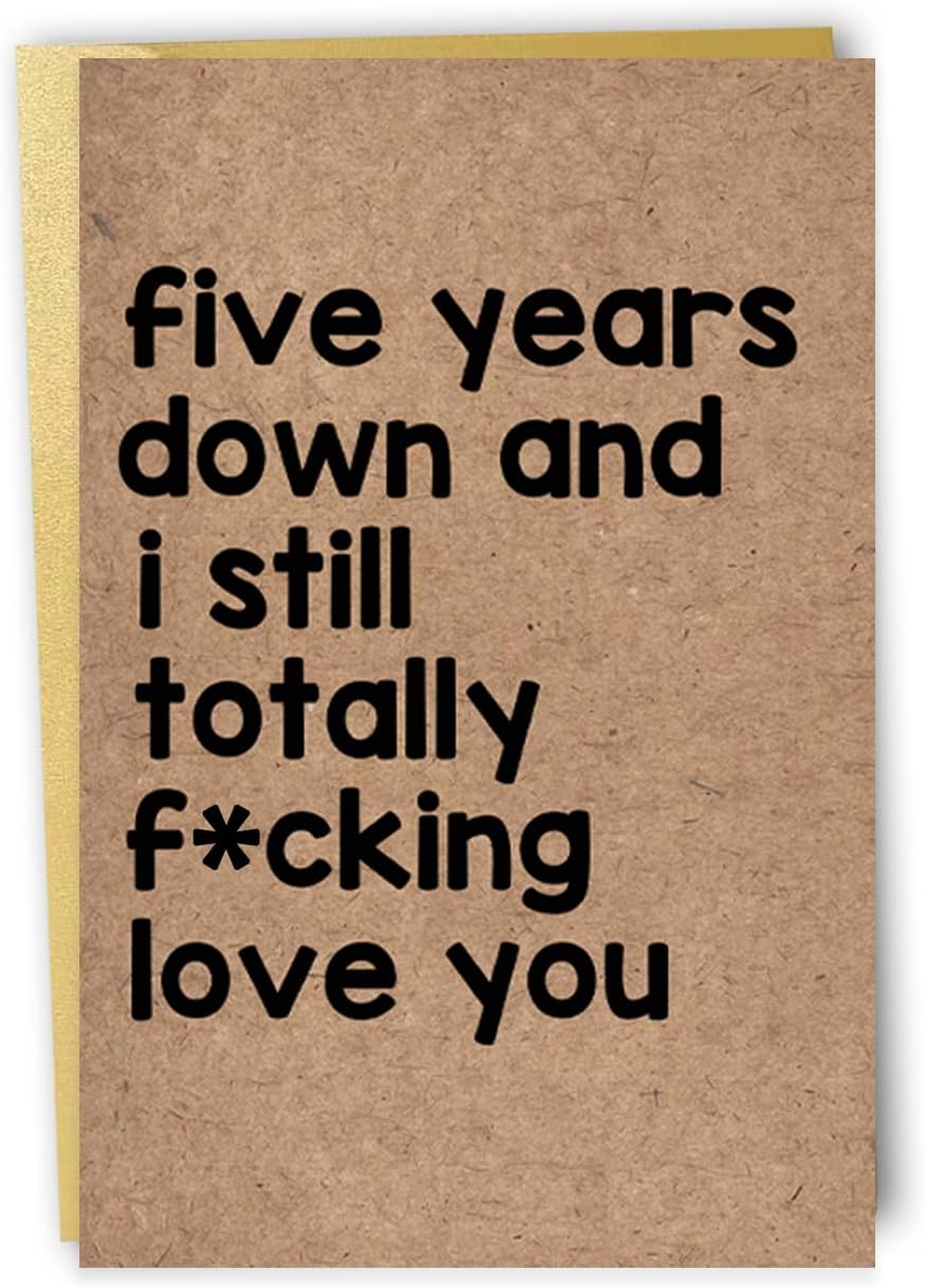 Romantic 5th Anniversary Cards Gifts for Couple Husband Wife, Lovely 5 Year Gifts Anniversary for Her Him, Best Gifts for Men Anniversary, Naughty Five Years Old Anniversary for Boyfriend Girlfriend