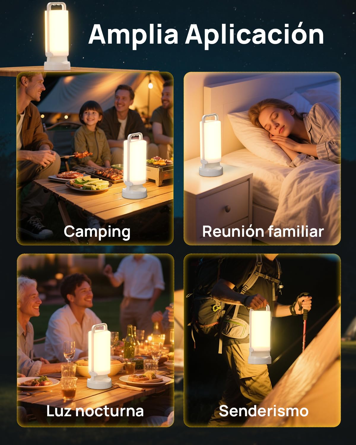Eventek Luz Camping Solar 8000mAh, Ultra Brillante Doblar LED Lampara Camping con 3 Modos y Control Táctil, IPX5 Linterna Camping Recargable para Los Cortes de Energía, Tienda, Senderismo, Emergencia