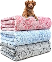 NXDZI 3 Pack Soft Fleece Dog Blankets for Small Dogs, Cats, Rabbits 23x16 Washable Pet Bedding Cute Paw Print