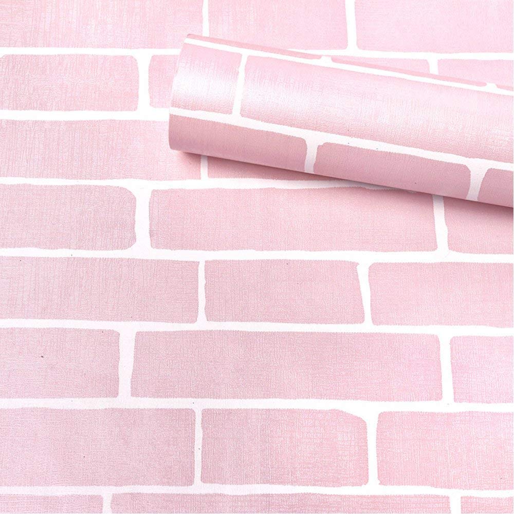 17.8 x 118 Inches Self-Adhesive Liner Paper, Removable Shelf Liner Wall Stickers Dresser Drawer Peel Stick Kitchen Home Decor, Pink Brick