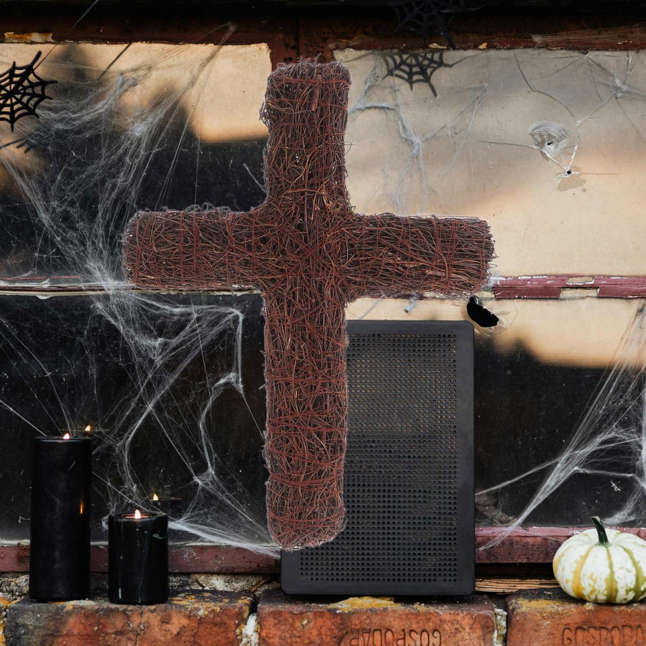 Cabilock Couronne en rotin rustique tissée à la main pour projets de bricolage, design léger pour suspension facile pour Halloween, Pâques, mariages et décoration de la maison
