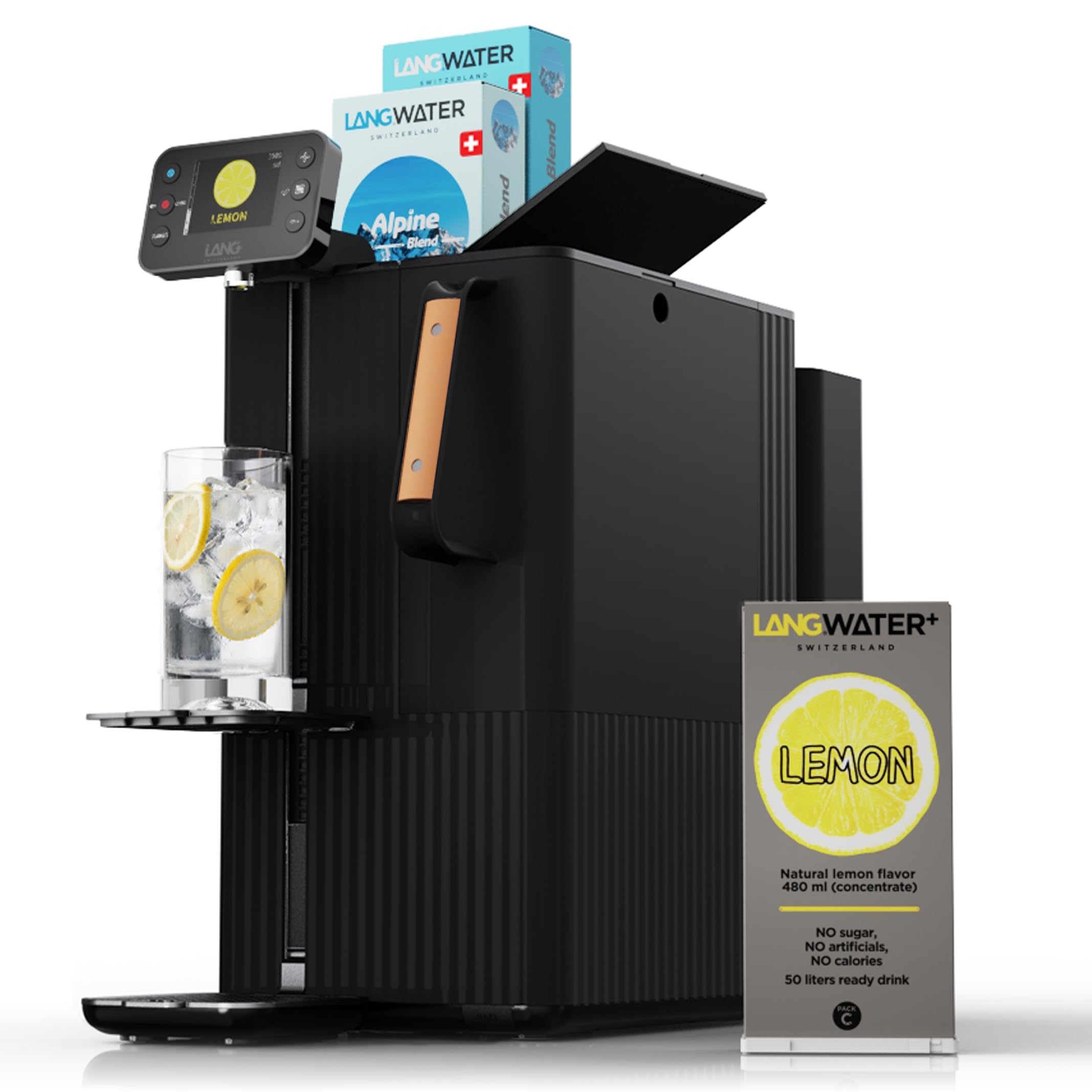 LANGWATER Osmoseur d'eau potable & Minéralisation TheWell 2 - Filtration eau du robinet Osmose Inverse NSF58 - Distributeur eau chaude et arômatisée - Packs de Minéraux & Citron fabriqués en Suisse