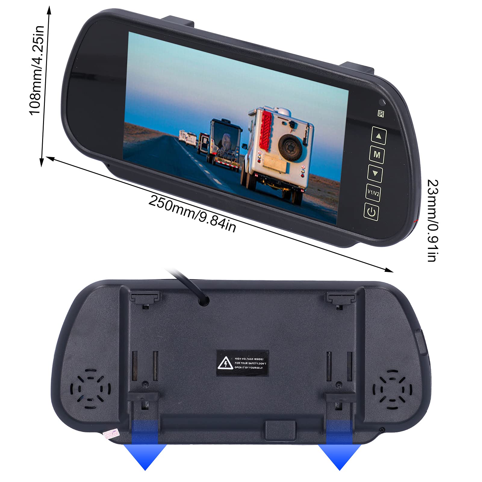 KIMISS Monitor Retrovisore LCD TFT a Colori HD da 7 Pollici per di Parcheggio con Retromarcia per Auto con Telecomando e Doppi Ingressi Video