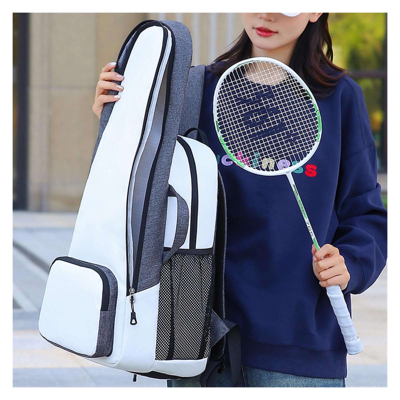 Mochila Tenis Bolsa De Raqueta Tenis Multifuncional, Gran Capacidad, Compartimento for Calzado Informal Bádminton, Mochila for Ordenador Portátil, Hombro Multiusos