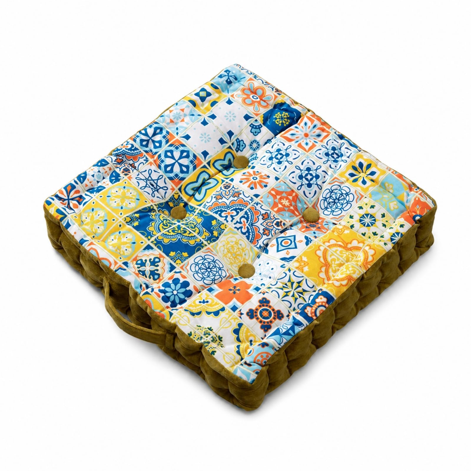 Cojín Suelo con Asa Portátil Almohada Meditación con Asa Espeso Asiento para Tatami, Colorful Morocco