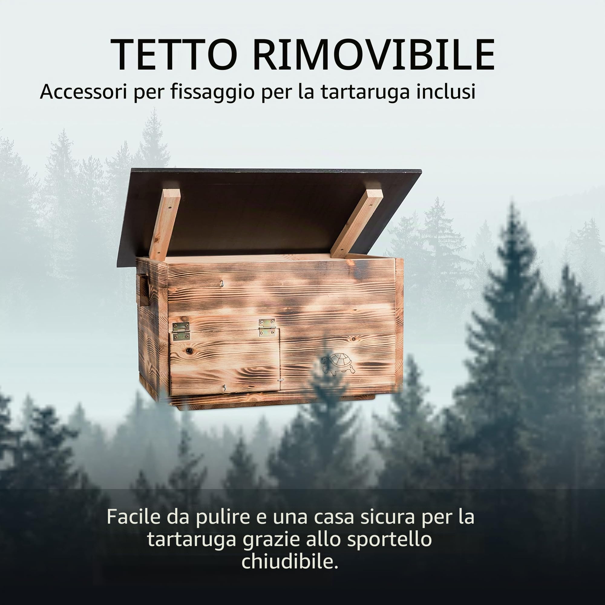 (SH1) Casetta per tartarughe in legno massiccio di 20 mm di spessore, resistente alle intemperie, con fondo e porta con ventilazione regolabile, per tartaruga