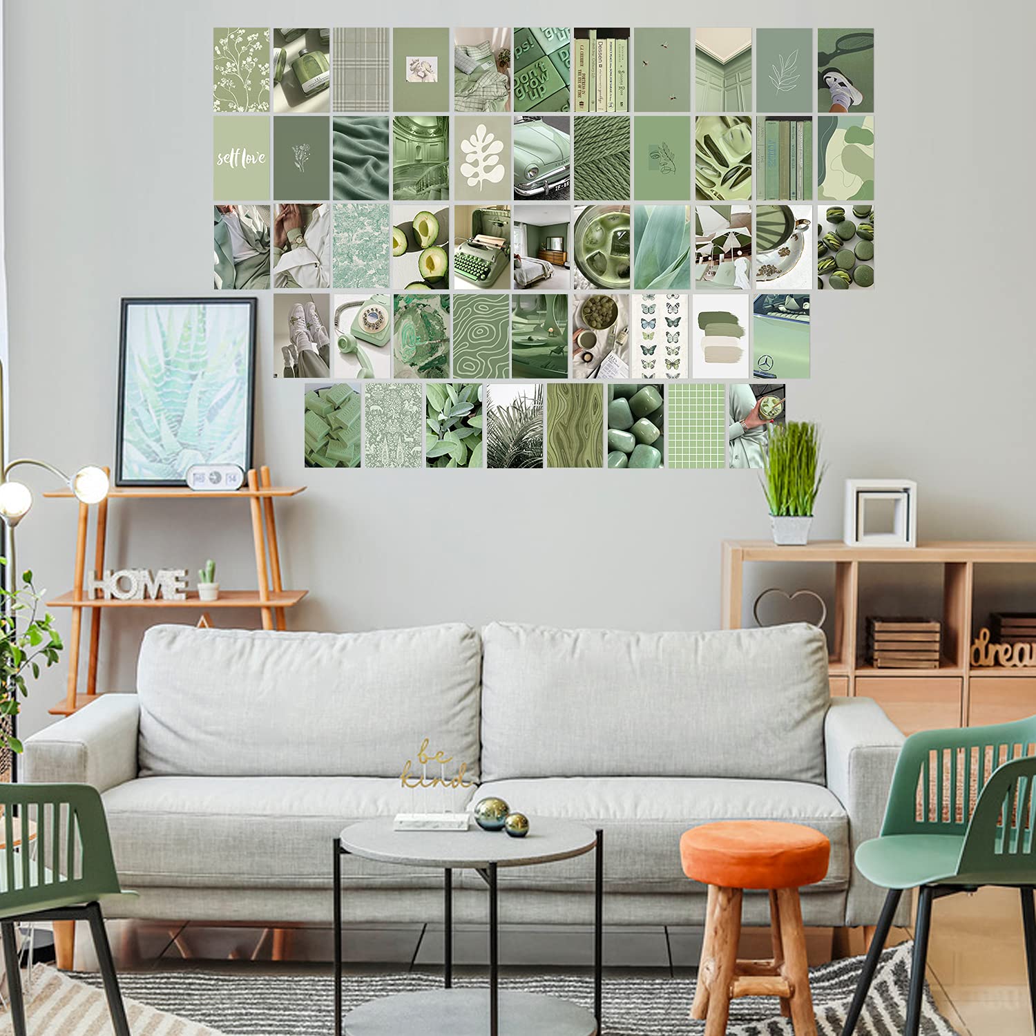 Buy 50PCS Grey Green Wall Art Collage Kit, Aesthetic Picture Indie Room