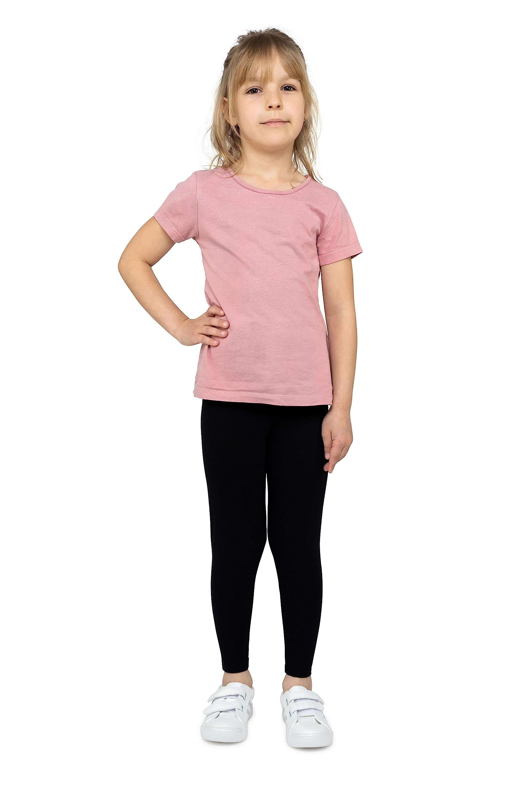 looksy Leggings per Ragazze Tessuto di Cotone Traspirante Lunghezza alla Caviglia Colori Classici Vivaci Tinta Unita Abbigliamento Sportivo per Bambini Taglie per la Danza Scolastica 3-13 Anni