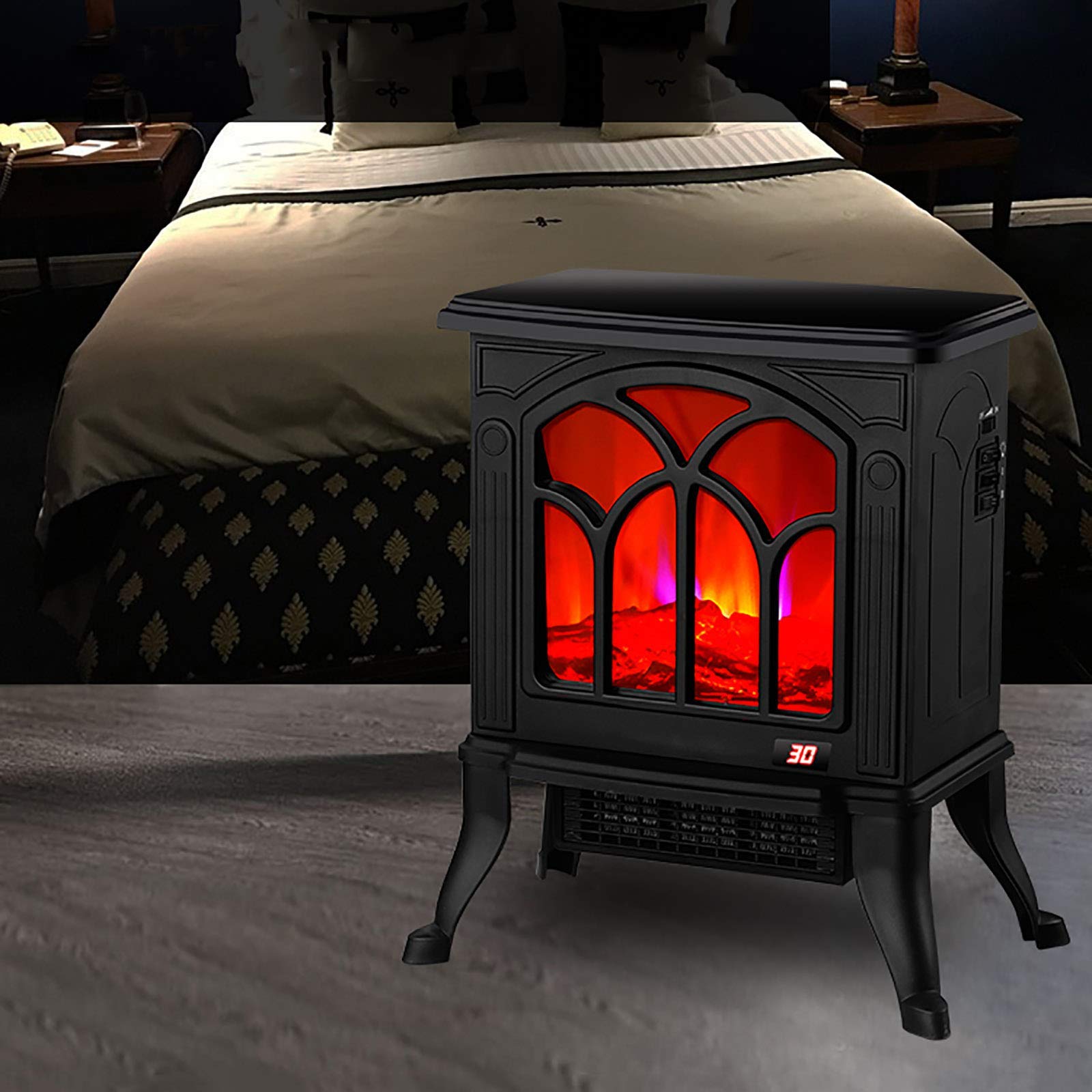 freestanding Electric Fireplace Heater Stove With LED Flame Effect,1500W  Compact Indoor Heater For Table Tops Living Room,Thermostat, Switchable  Heating Function, Flame Effects (Black) : Amazon.co.uk: DIY u0026 Tools