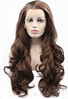 Vista 14 de xiweiya Peluca larga y rizada negra natural ondulada 1b# negro sintético con encaje frontal, resistente al calor, peluca de línea capilar natural