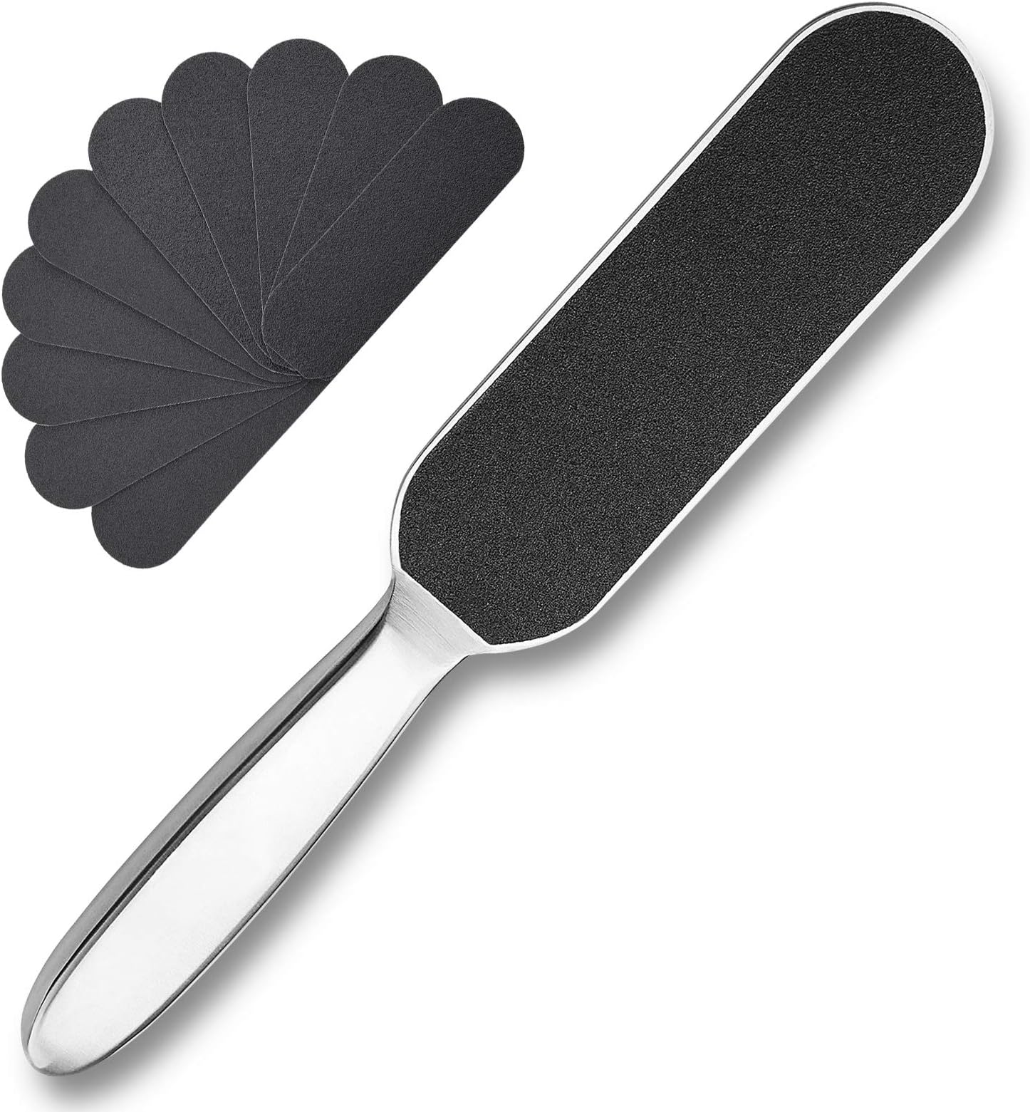 EagleKing Pedicure Foot File, Stainless Steel Scrubber with Replacement Pads, Remove Callus & Dead Skin