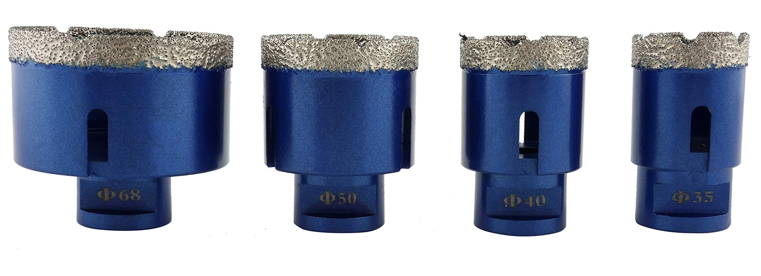 PRODIAMANT Profesjonalny zestaw wierteł diamentowych 4-częściowy (35 mm, 40 mm, 50 mm, 68 mm x M14) w aluminiowej walizce, diamentowe wiertła do płytek